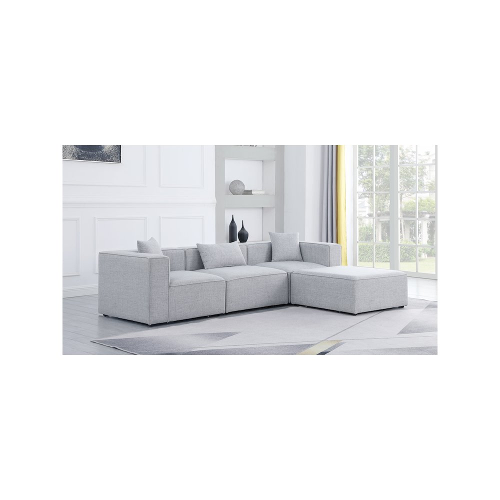 Cube Grey Durable Linen Textured Modular Sectional