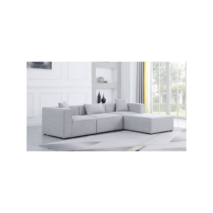 Cube Grey Durable Linen Textured Modular Sectional