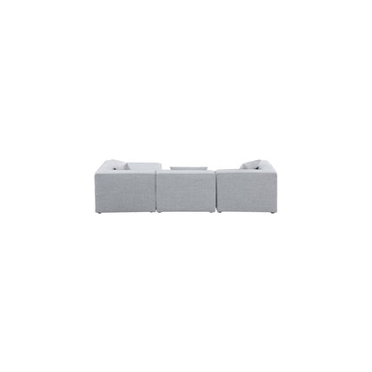 Cube Grey Durable Linen Textured Modular Sectional