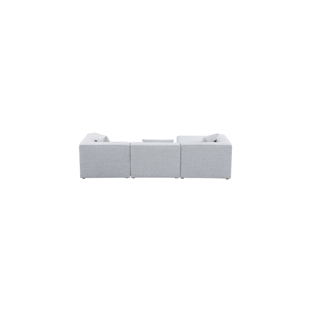 Cube Grey Durable Linen Textured Modular Sectional