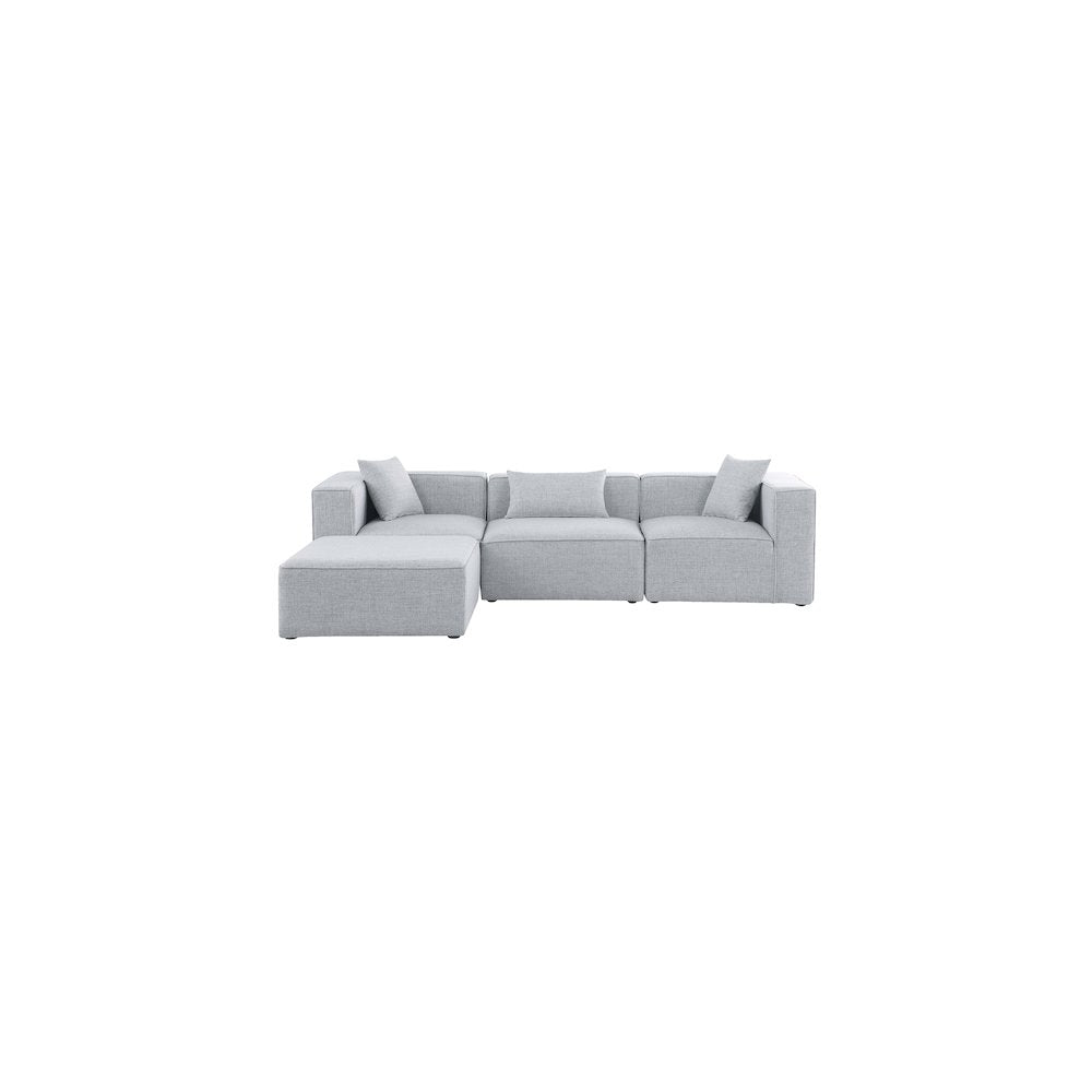 Cube Grey Durable Linen Textured Modular Sectional