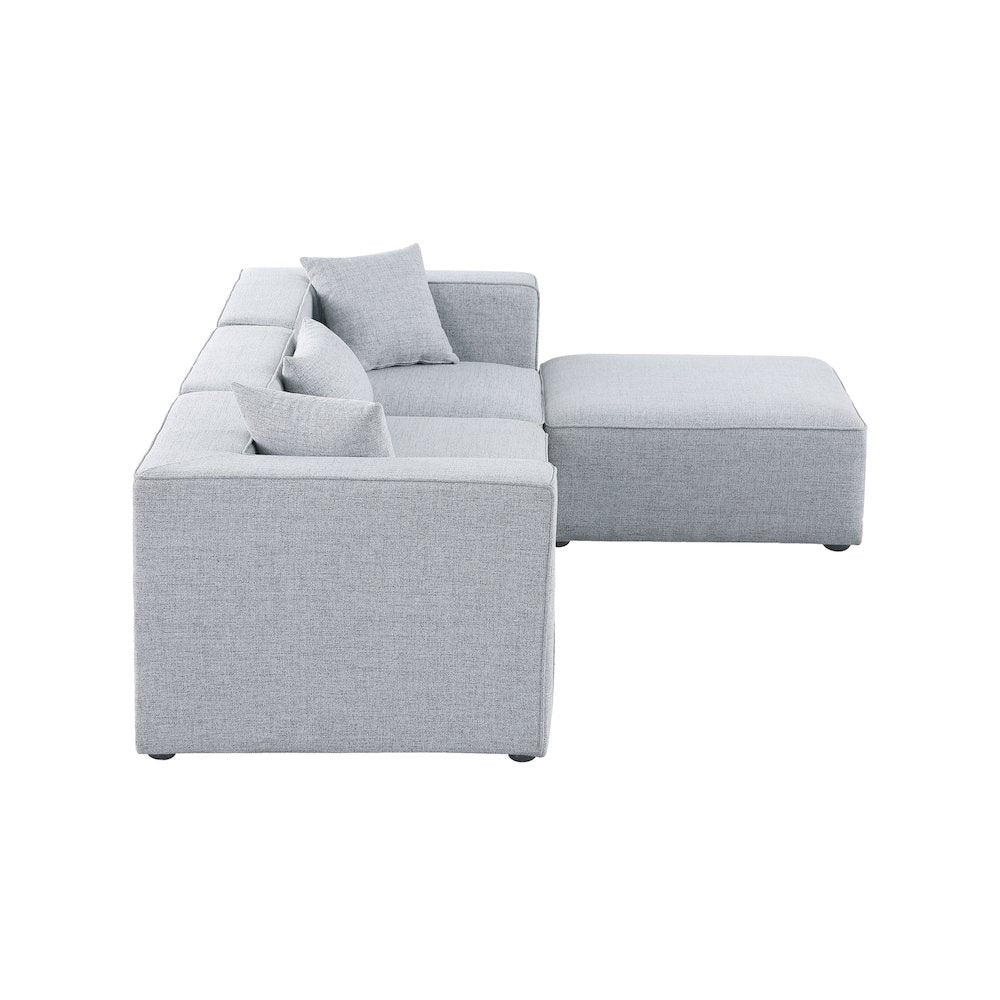 Cube Grey Durable Linen Textured Modular Sectional