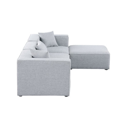 Cube Grey Durable Linen Textured Modular Sectional