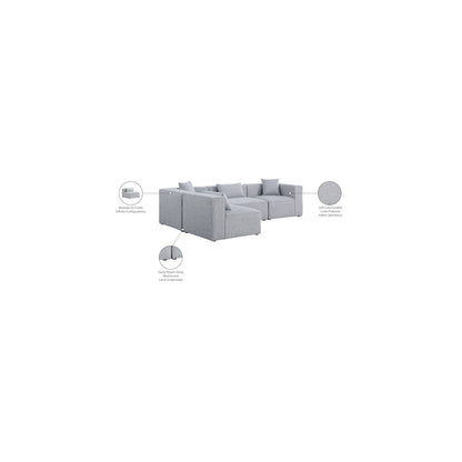 Cube Grey Durable Linen Textured Modular Sectional