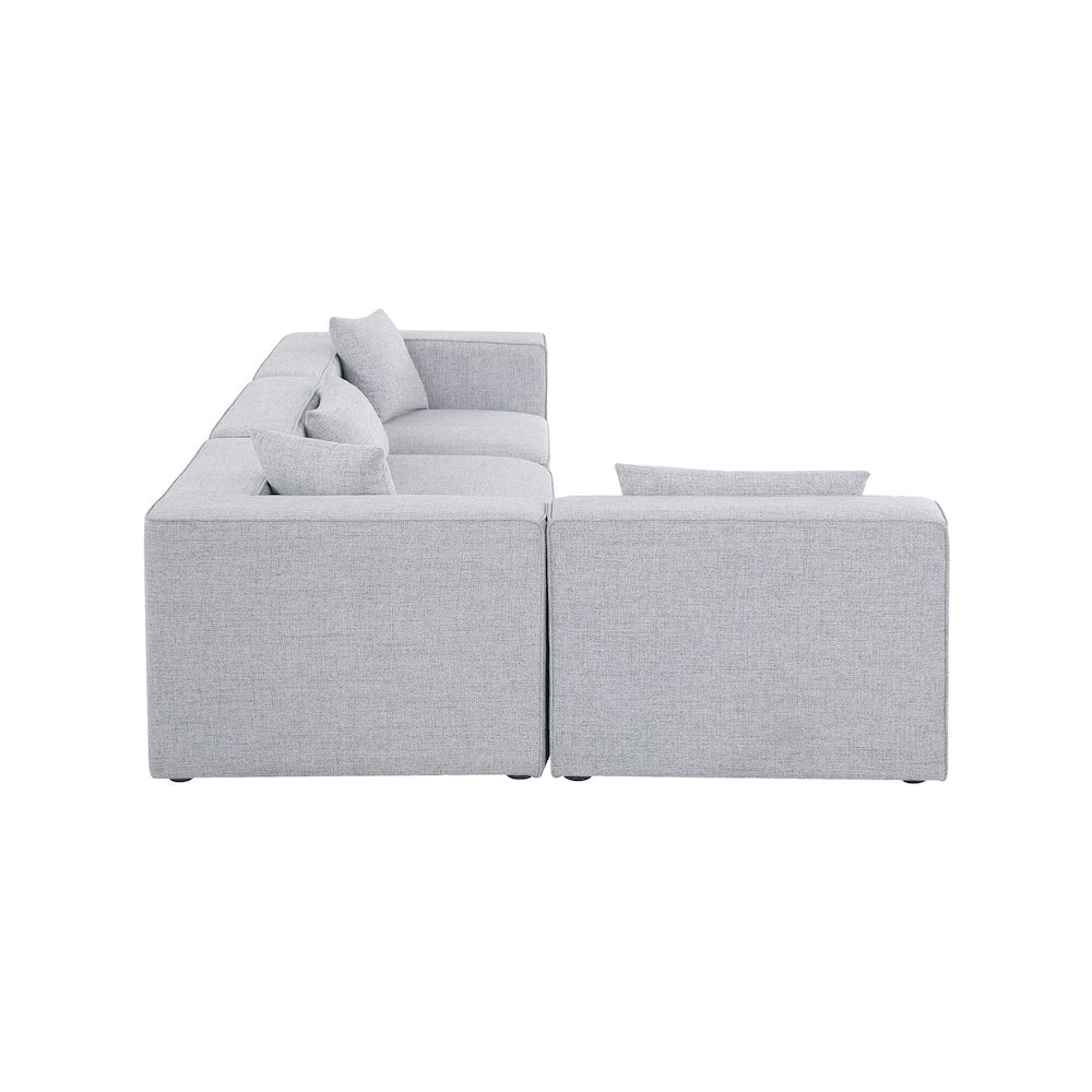 Cube Grey Durable Linen Textured Modular Sectional