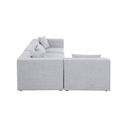 Cube Grey Durable Linen Textured Modular Sectional