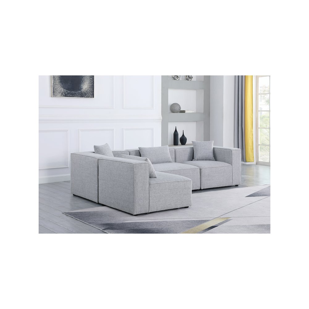 Cube Grey Durable Linen Textured Modular Sectional
