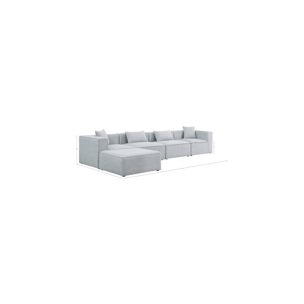 Cube Grey Durable Linen Textured Modular Sectional