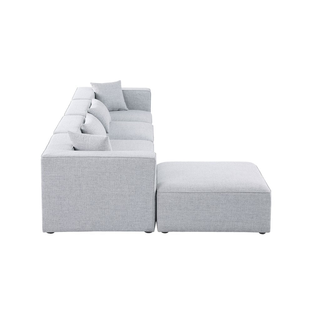 Cube Grey Durable Linen Textured Modular Sectional