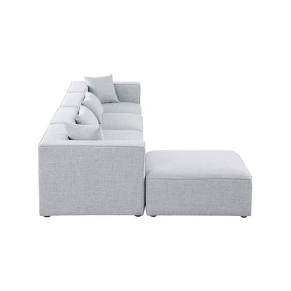 Cube Grey Durable Linen Textured Modular Sectional