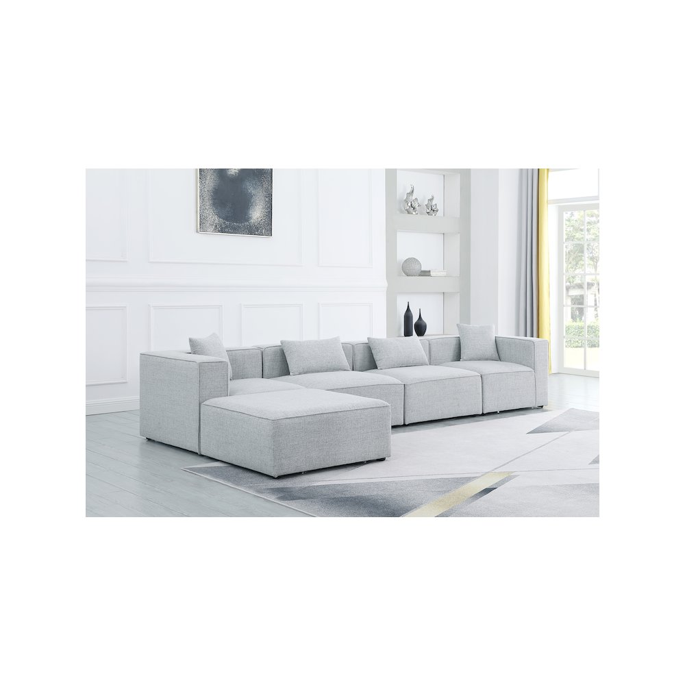 Cube Grey Durable Linen Textured Modular Sectional