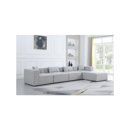 Cube Grey Durable Linen Textured Modular Sectional