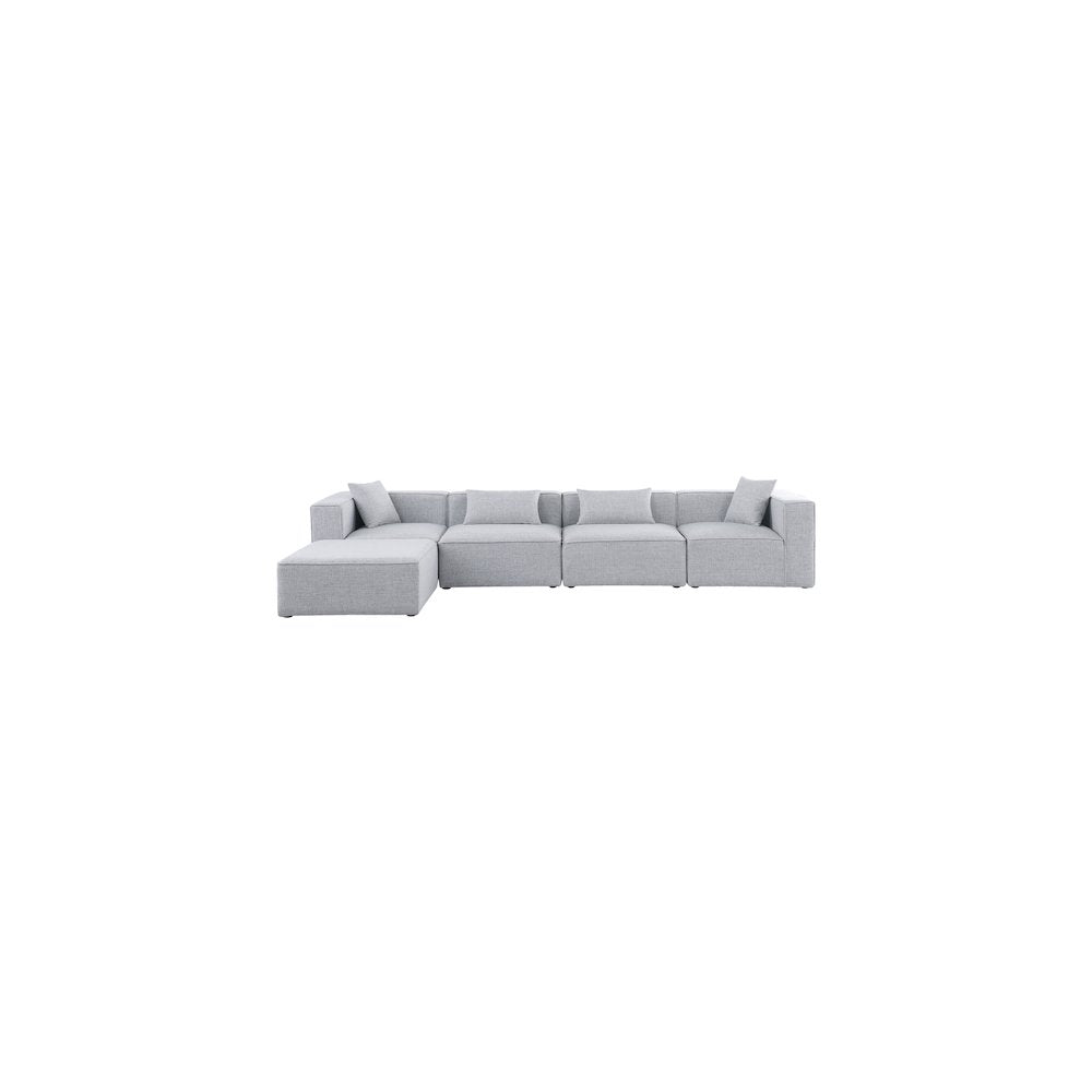 Cube Grey Durable Linen Textured Modular Sectional