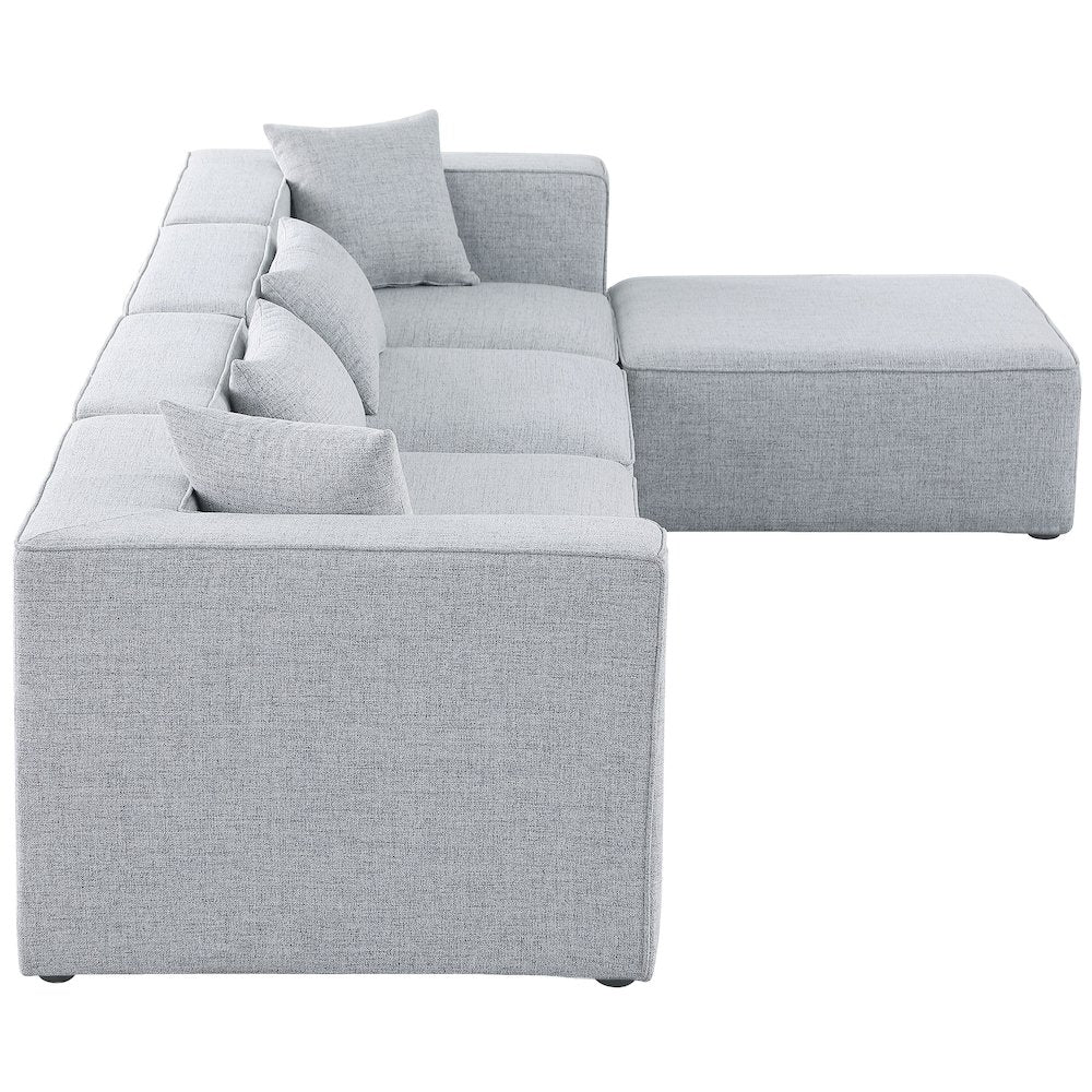 Cube Grey Durable Linen Textured Modular Sectional