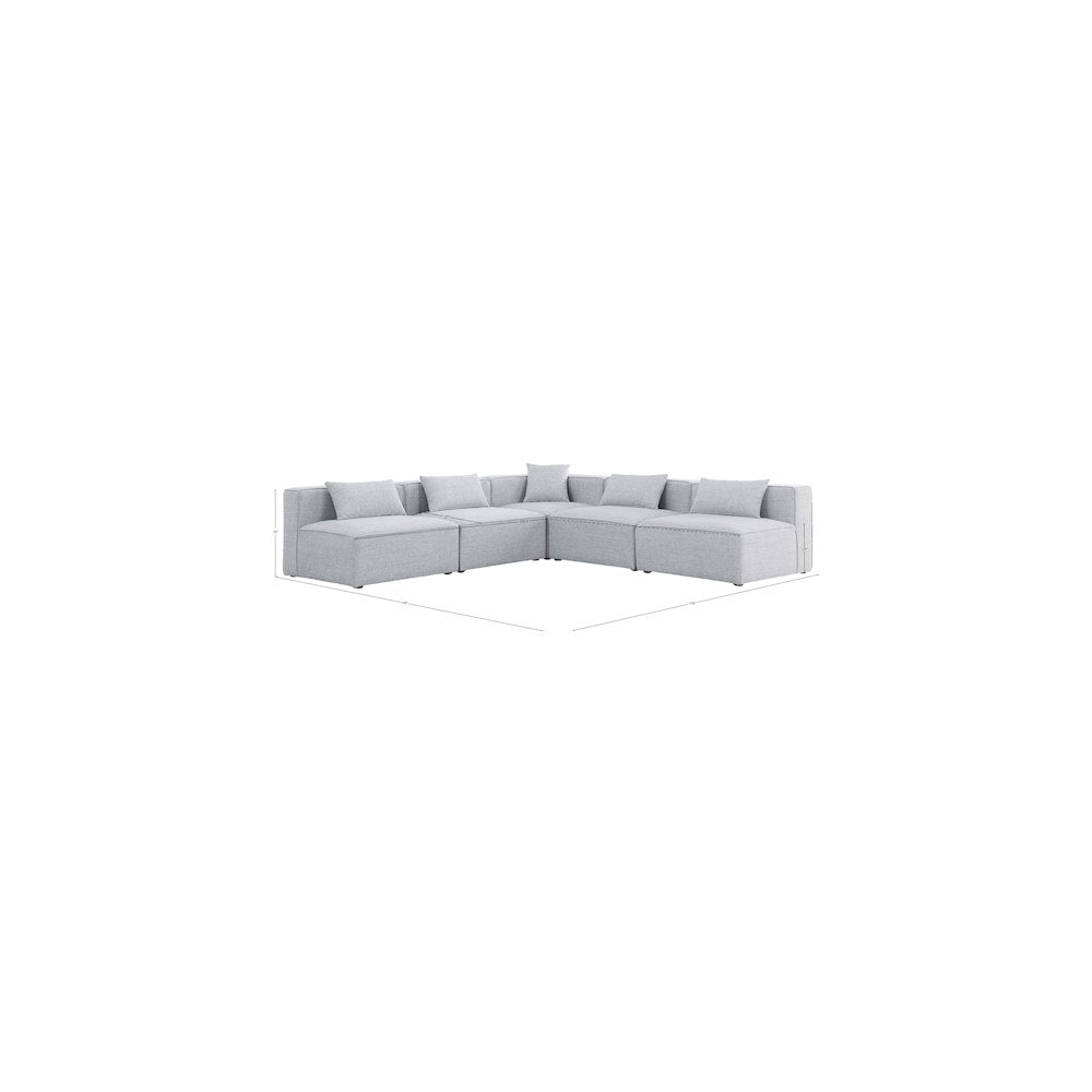 Cube Grey Durable Linen Textured Modular Sectional