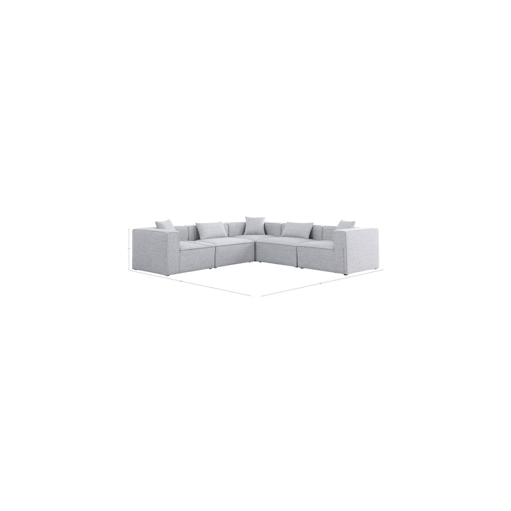 Cube Grey Durable Linen Textured Modular Sectional