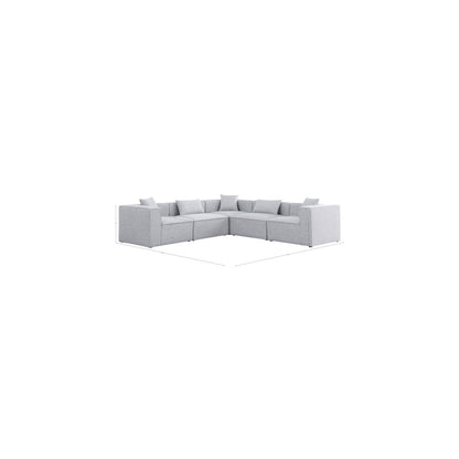 Cube Grey Durable Linen Textured Modular Sectional