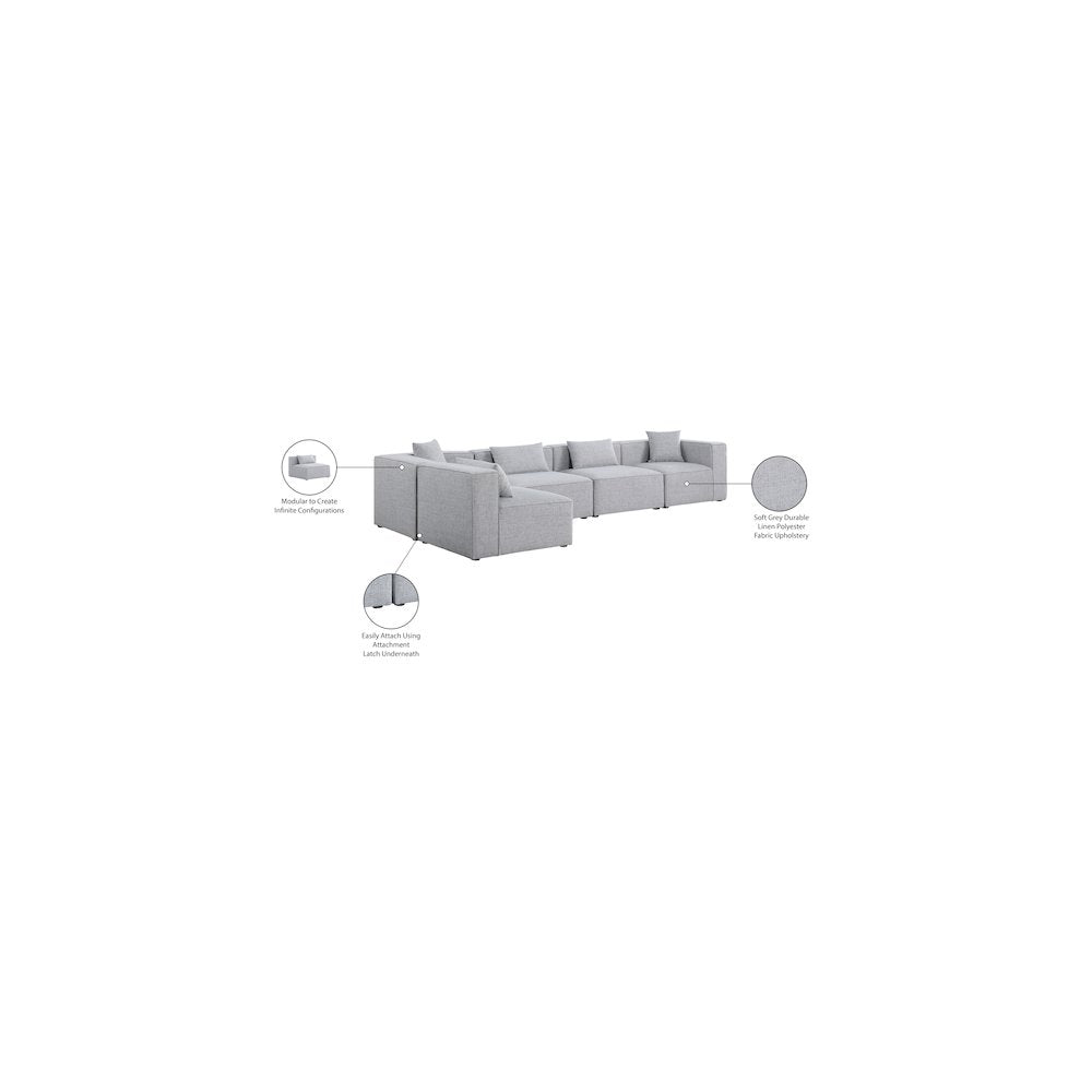 Cube Grey Durable Linen Textured Modular Sectional