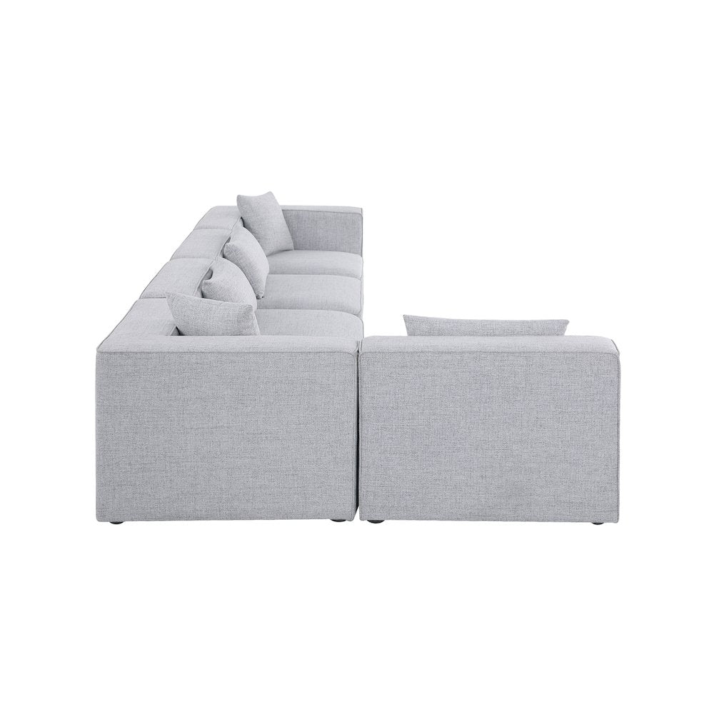 Cube Grey Durable Linen Textured Modular Sectional