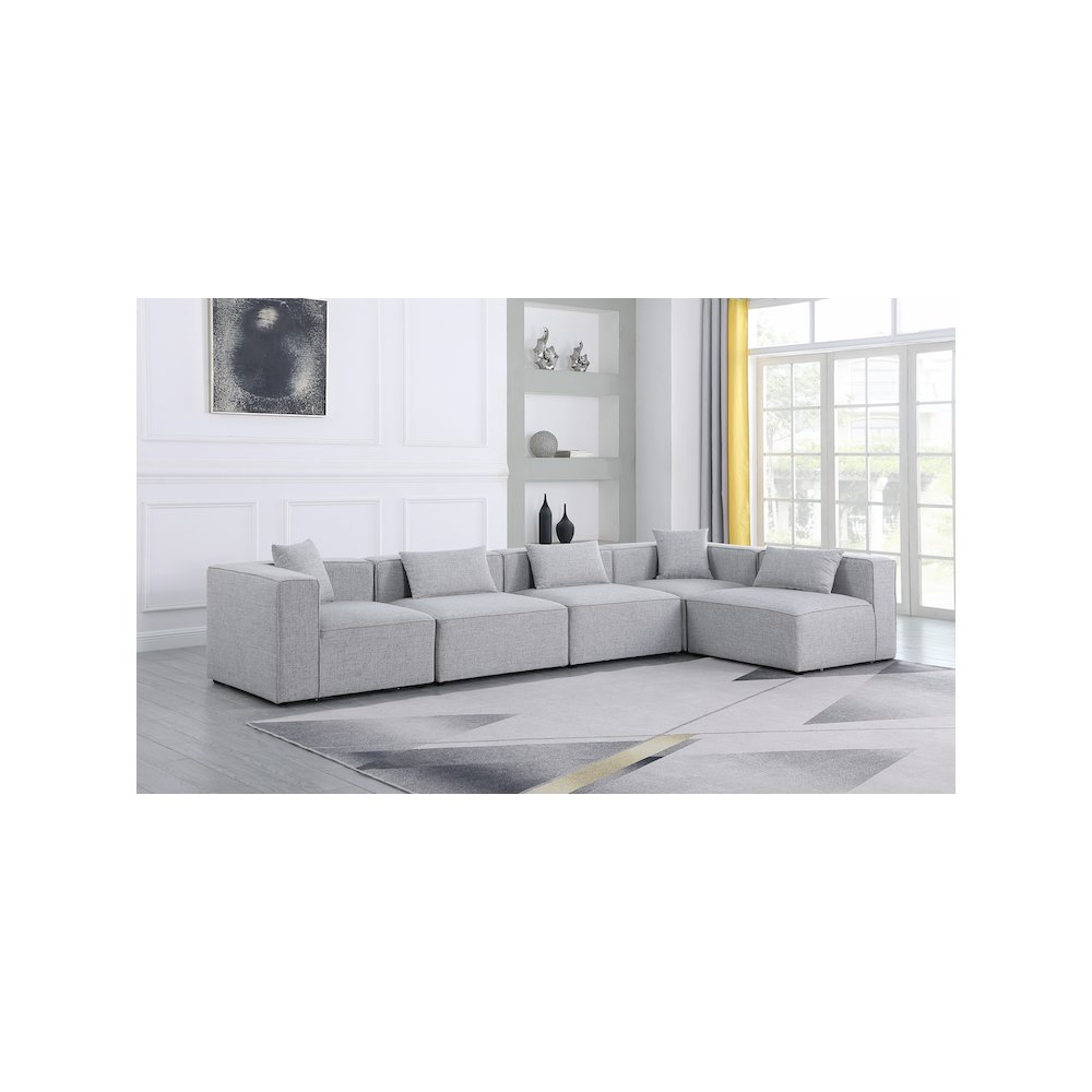 Cube Grey Durable Linen Textured Modular Sectional