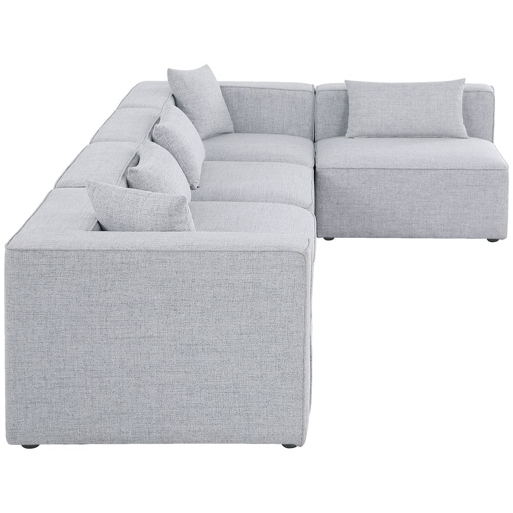 Cube Grey Durable Linen Textured Modular Sectional