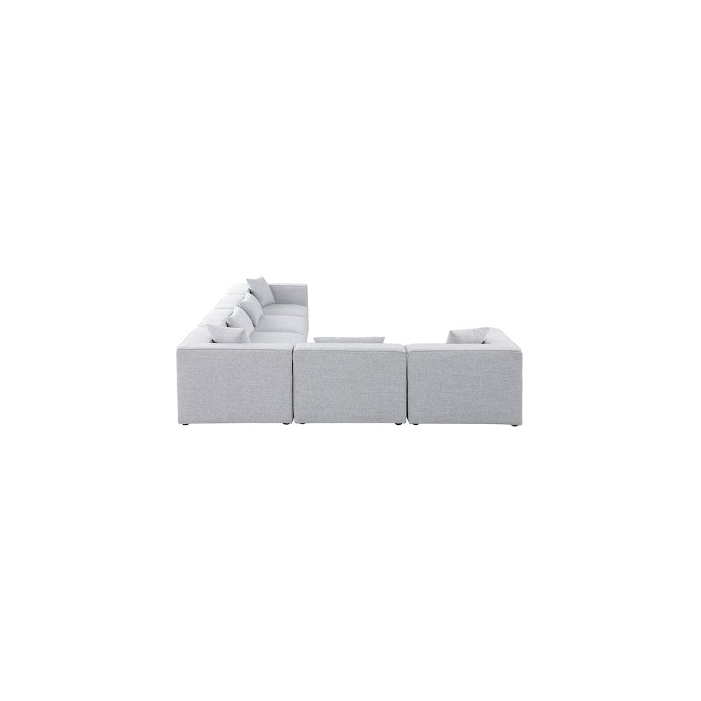Cube Grey Durable Linen Textured Modular Sectional