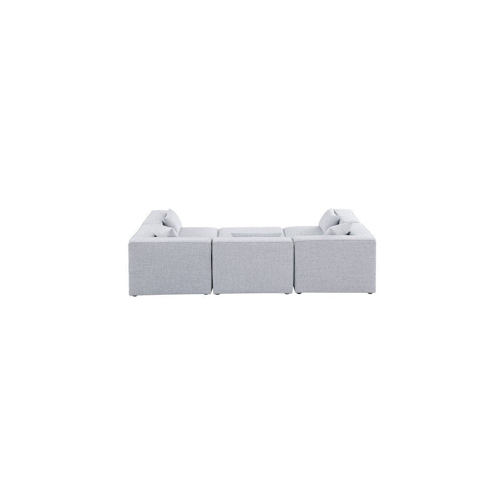 Cube Grey Durable Linen Textured Modular Sectional