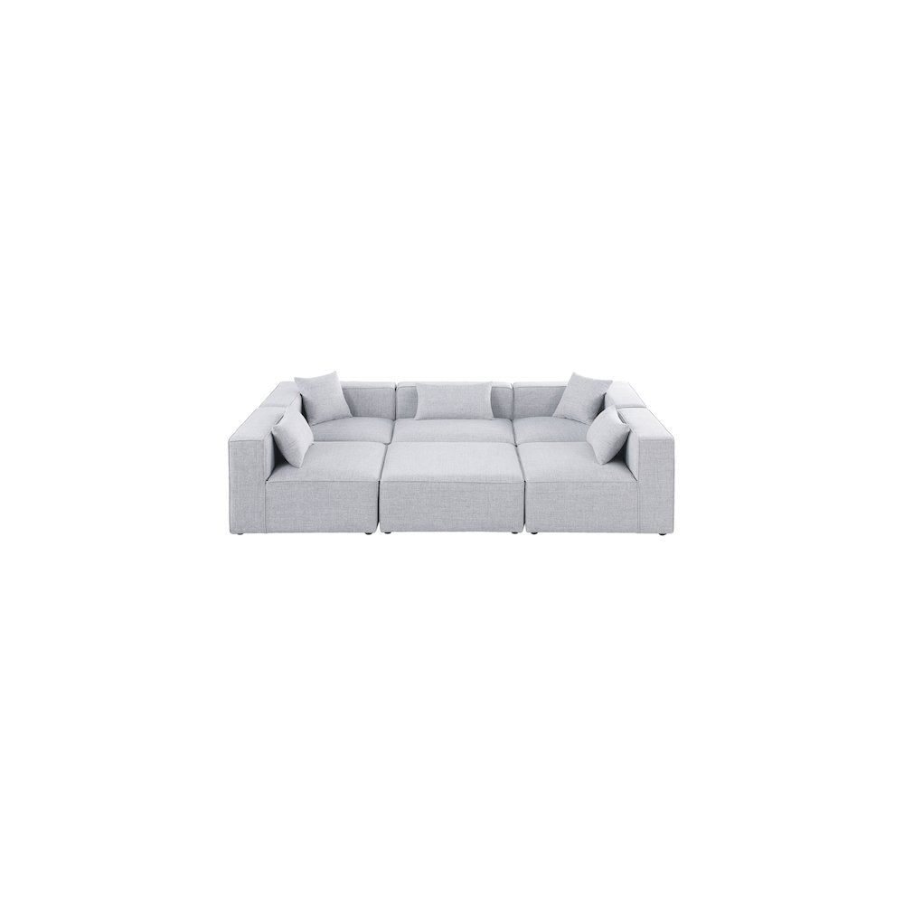 Cube Grey Durable Linen Textured Modular Sectional
