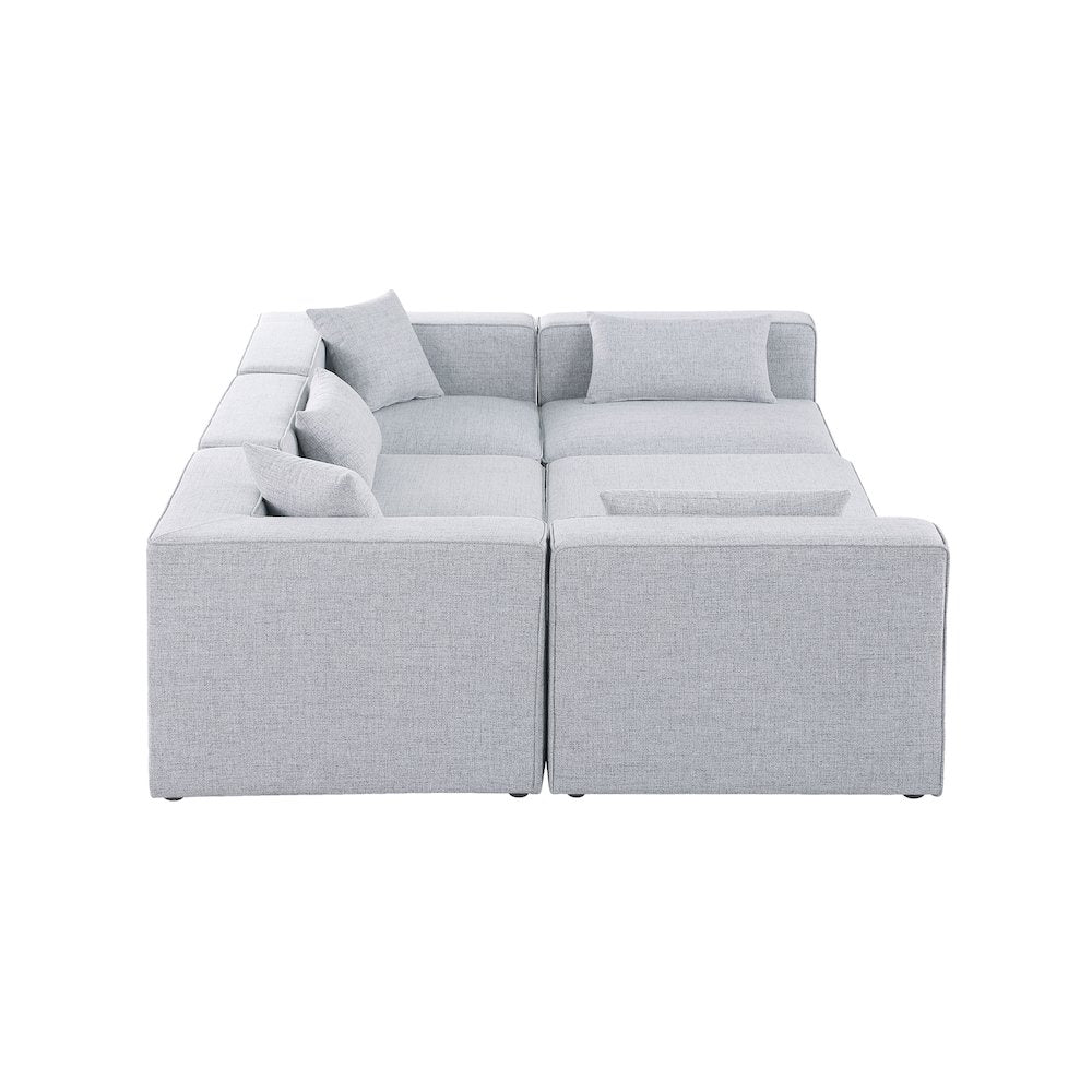 Cube Grey Durable Linen Textured Modular Sectional
