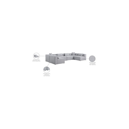 Cube Grey Durable Linen Textured Modular Sectional
