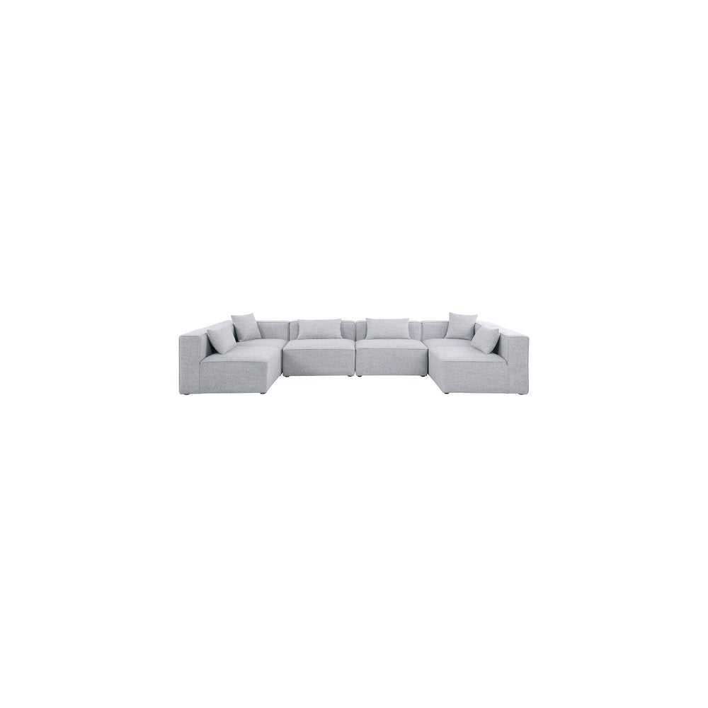 Cube Grey Durable Linen Textured Modular Sectional