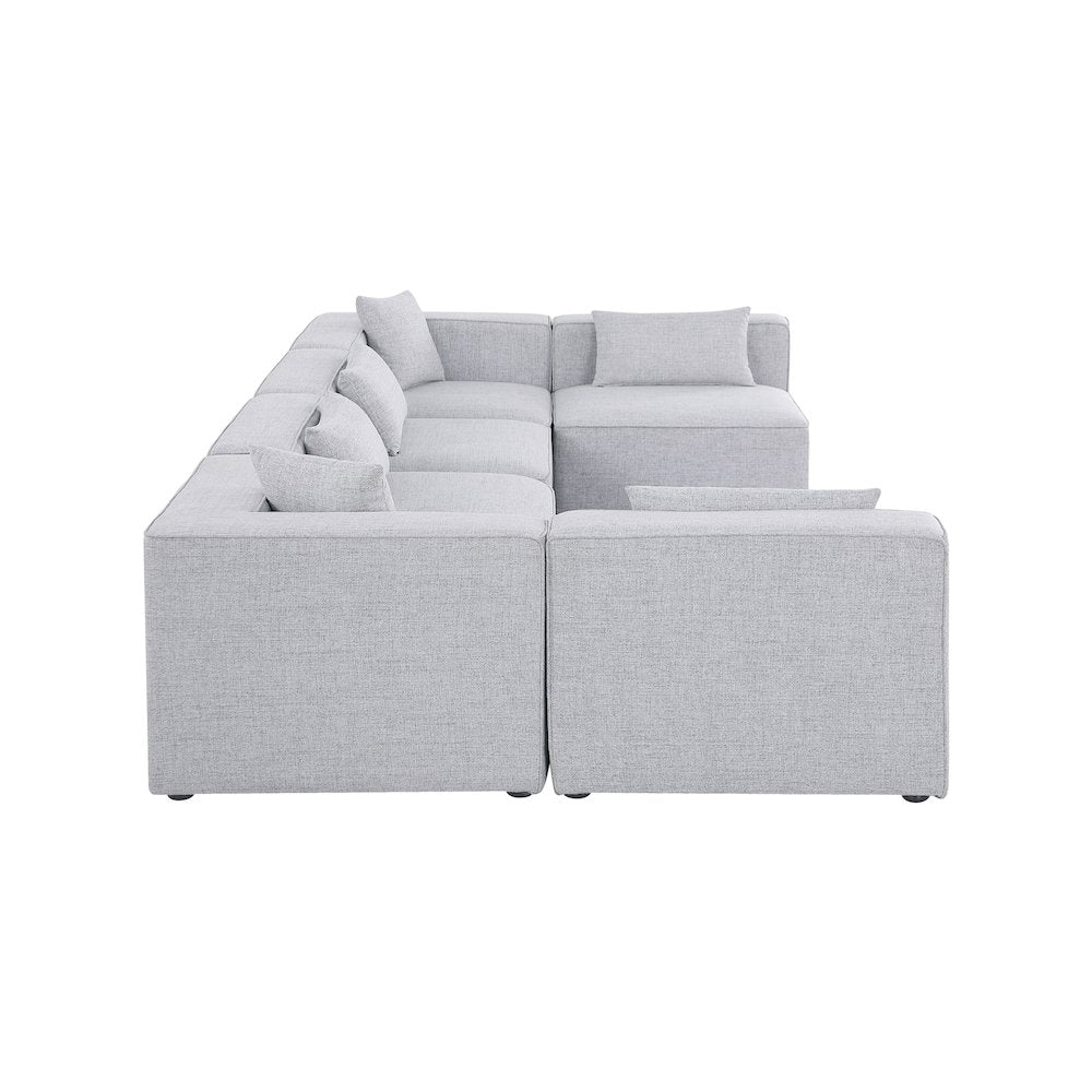 Cube Grey Durable Linen Textured Modular Sectional