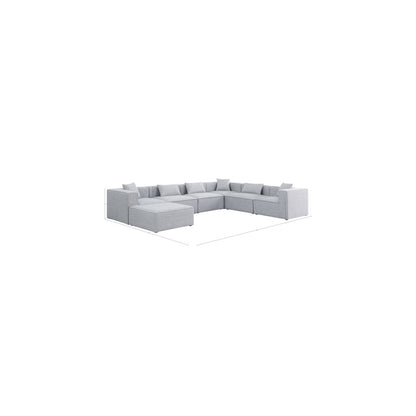 Cube Grey Durable Linen Textured Modular Sectional