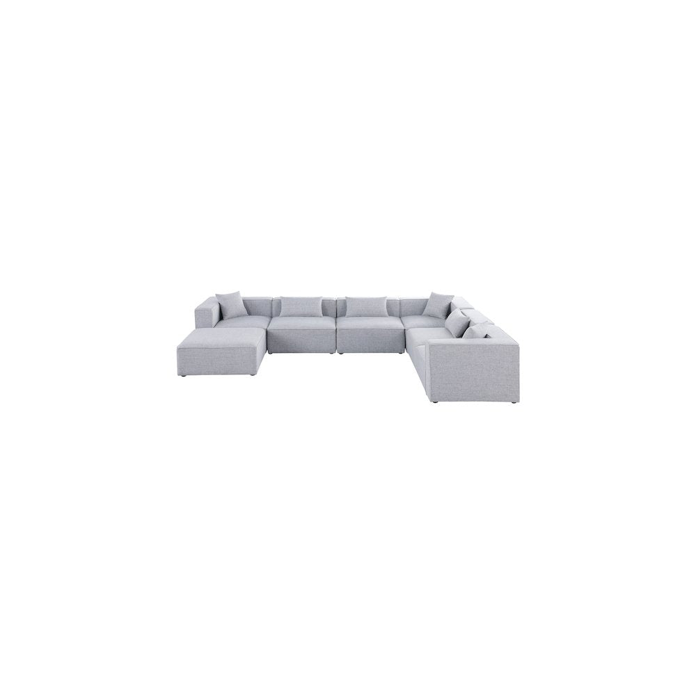 Cube Grey Durable Linen Textured Modular Sectional