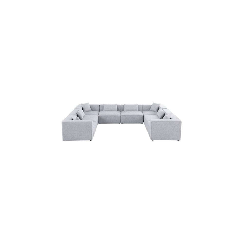 Cube Grey Durable Linen Textured Modular Sectional