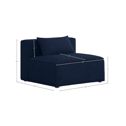 Cube Navy Durable Linen Textured Armless Chair