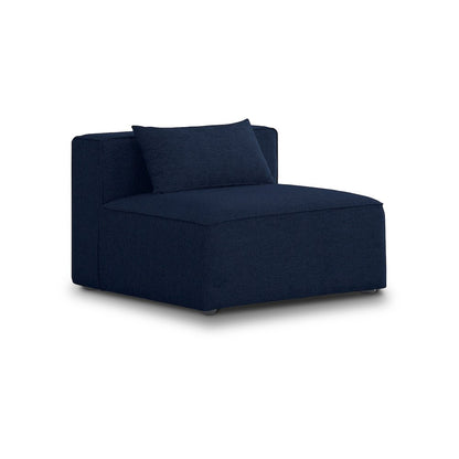 Cube Navy Durable Linen Textured Armless Chair