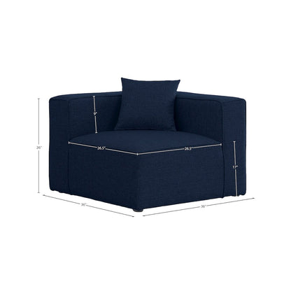 Cube Navy Durable Linen Textured Corner Chair