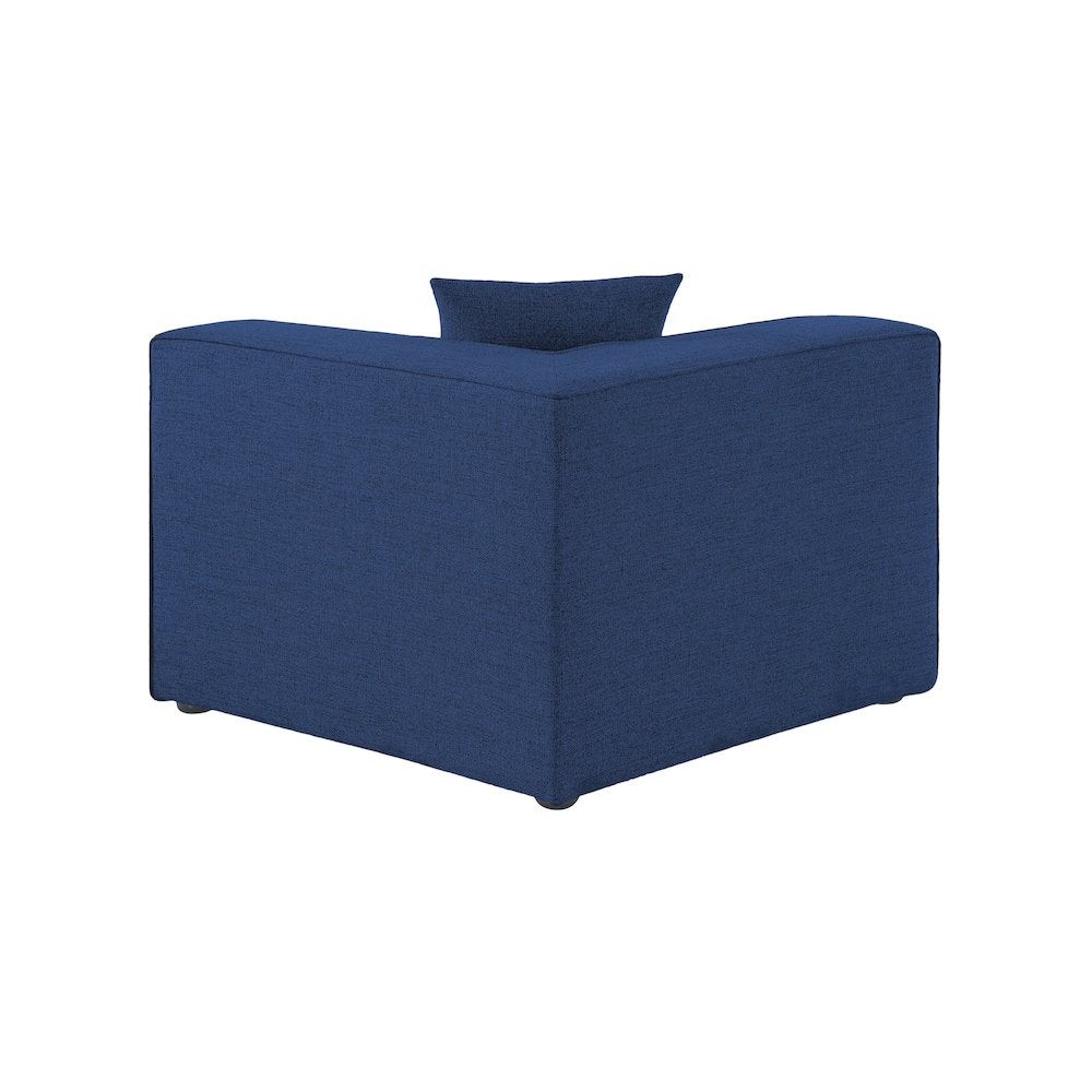 Cube Navy Durable Linen Textured Corner Chair
