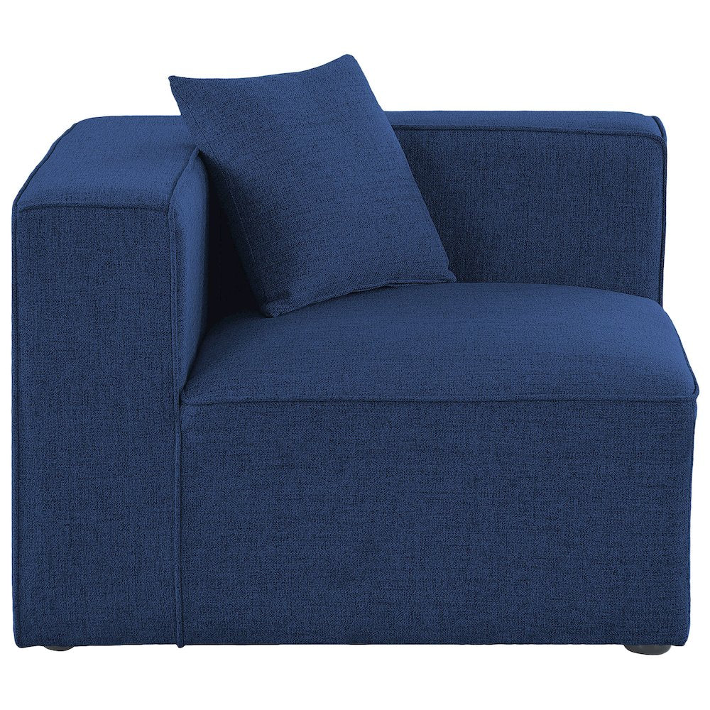 Cube Navy Durable Linen Textured Corner Chair
