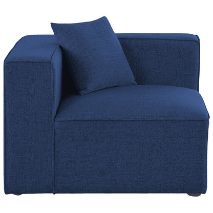 Cube Navy Durable Linen Textured Corner Chair