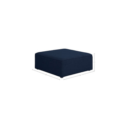 Cube Navy Durable Linen Textured Ottoman