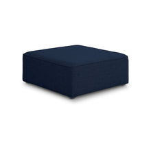 Cube Navy Durable Linen Textured Ottoman
