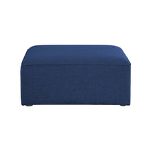 Cube Navy Durable Linen Textured Ottoman
