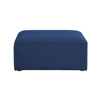 Cube Navy Durable Linen Textured Ottoman