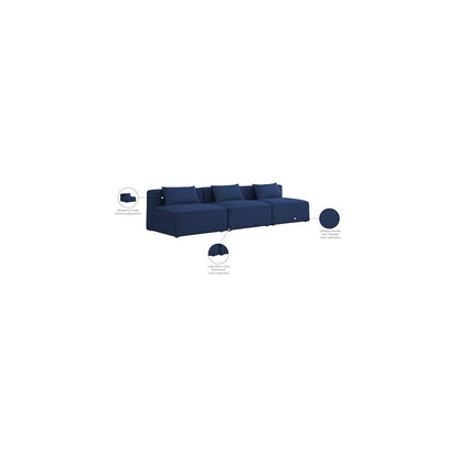 Cube Navy Durable Linen Textured Modular Sofa