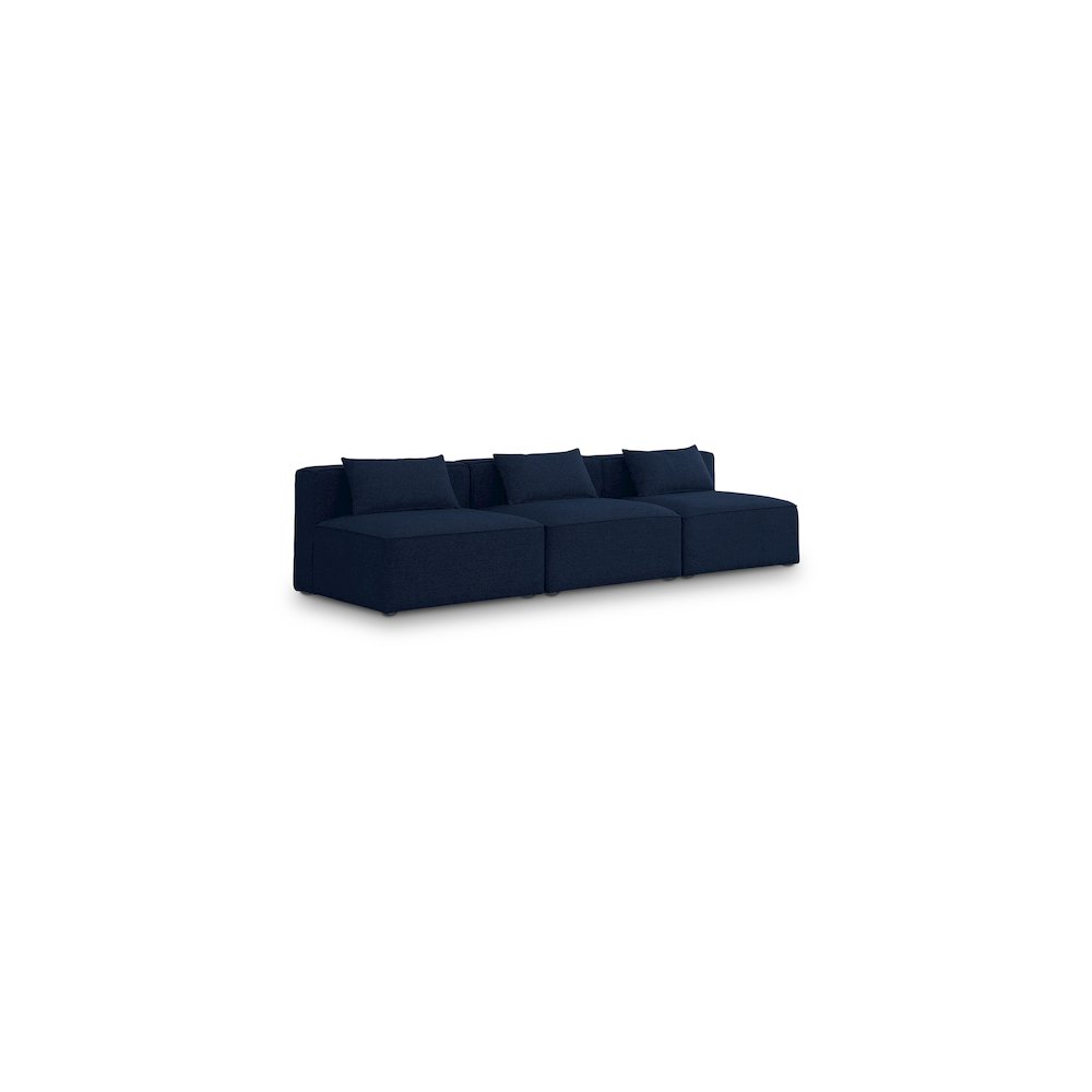 Cube Navy Durable Linen Textured Modular Sofa