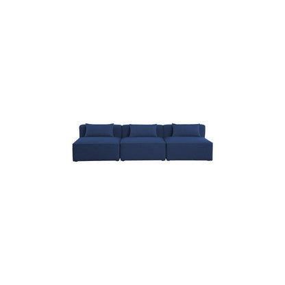 Cube Navy Durable Linen Textured Modular Sofa