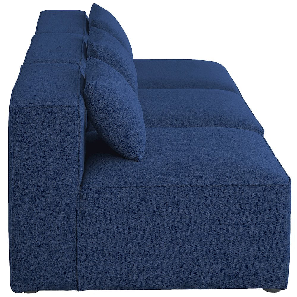 Cube Navy Durable Linen Textured Modular Sofa