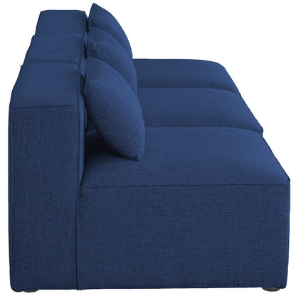 Cube Navy Durable Linen Textured Modular Sofa